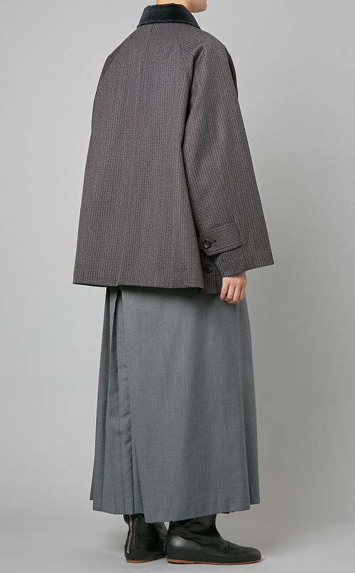 ウールチェックショートコート