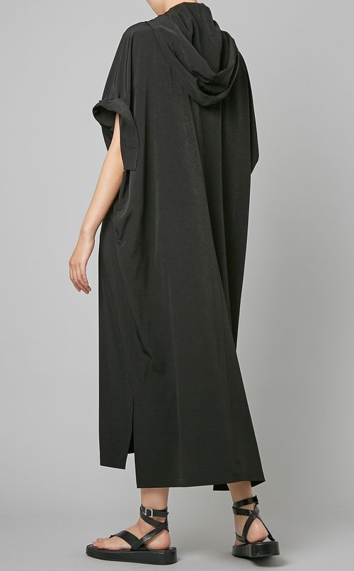 フレンチスリーブフーディロングドレス