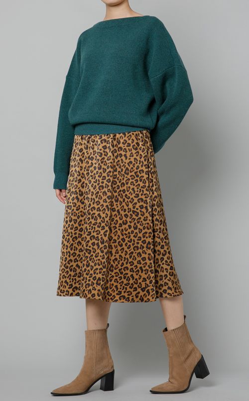 ウールボートネックロングスリーブニット