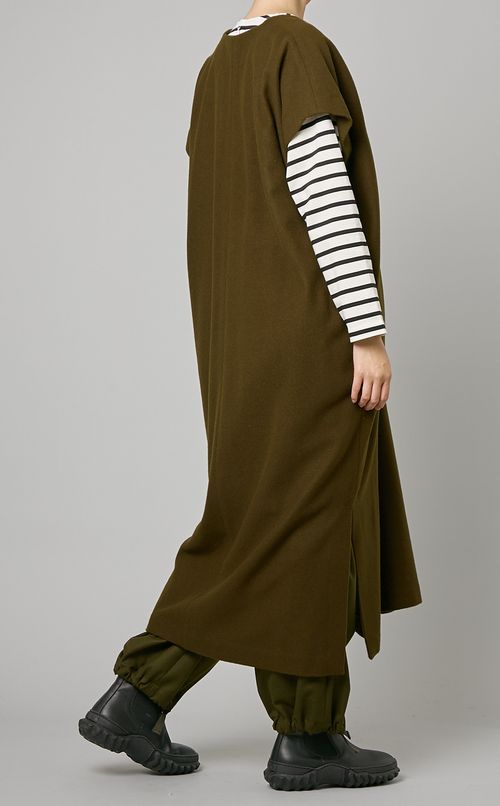 ウール混キーネックワンピース