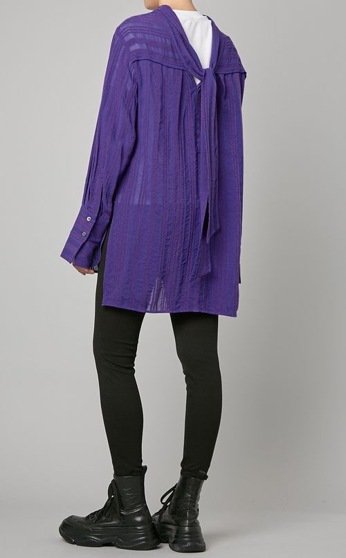 ストライプバックボウタイブラウス