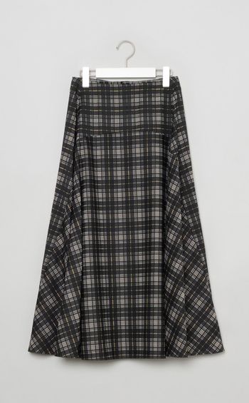 シャドウチェックジッパーフレアスカート