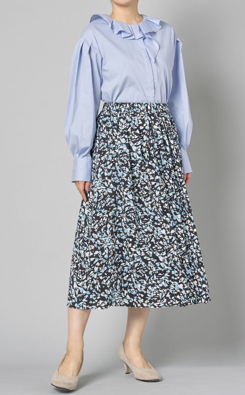 フリルアシメカラーブラウス