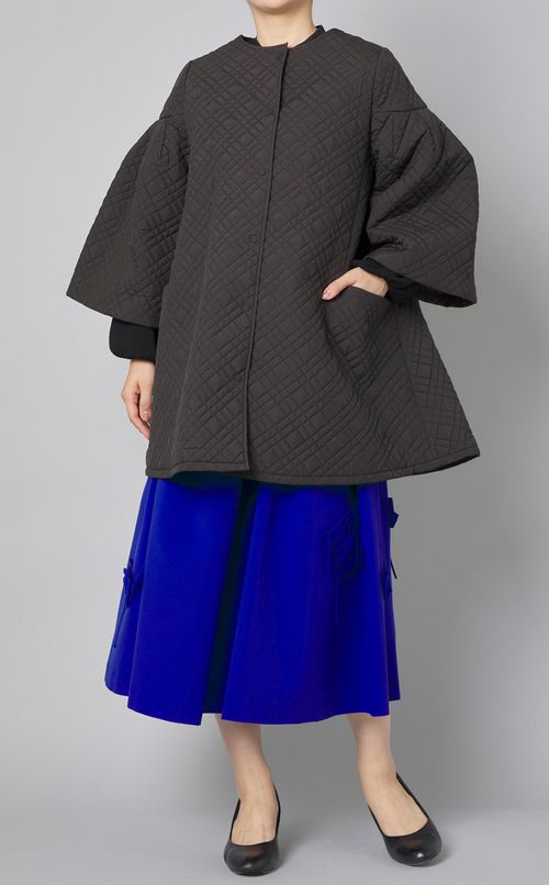 キルティングフレアコート