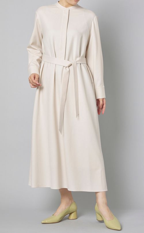 スタンドカラーロングシャツワンピース