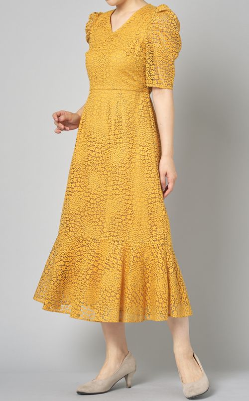 ラッセルレースパフショルダードレス