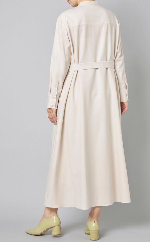 スタンドカラーロングシャツワンピース