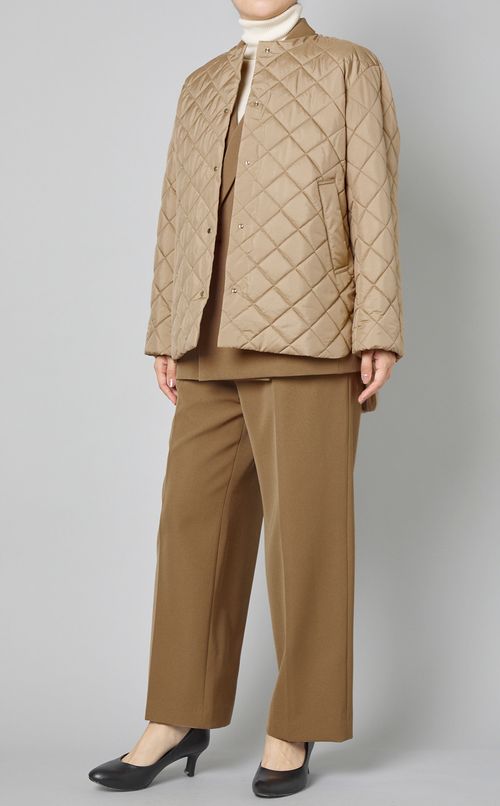 キルティングノーカラージャケット