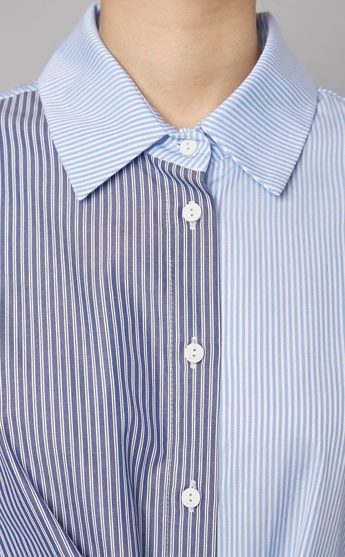 バイカラーストライプシャツワンピース