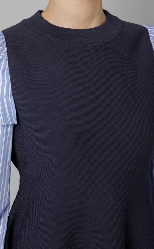 プリーツスリーブニットプルオーバー