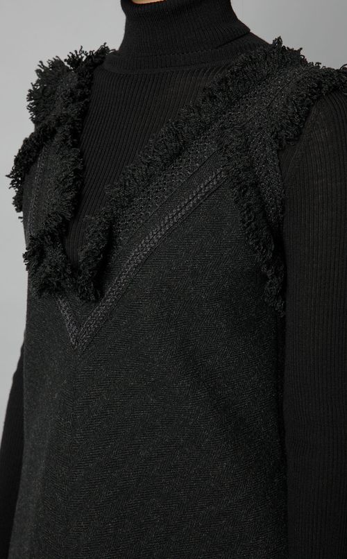 ツイードスリットワンピース