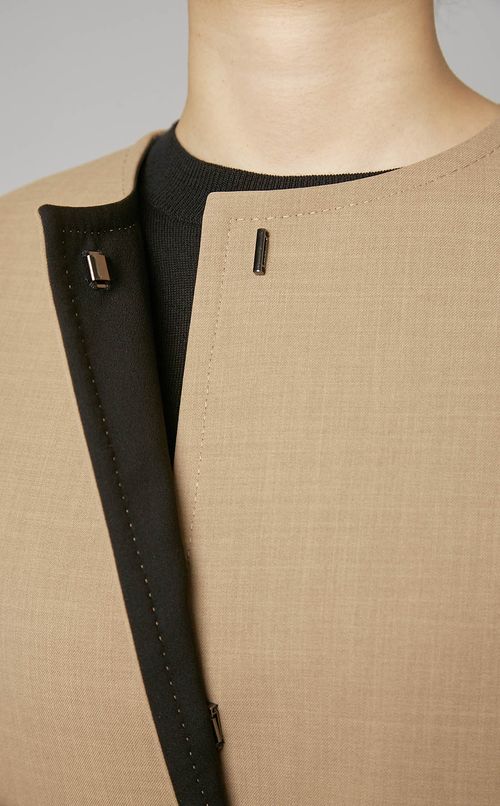 ツイルストレッチノーカラーコート