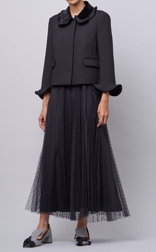 Vネックドットチュールワンピース