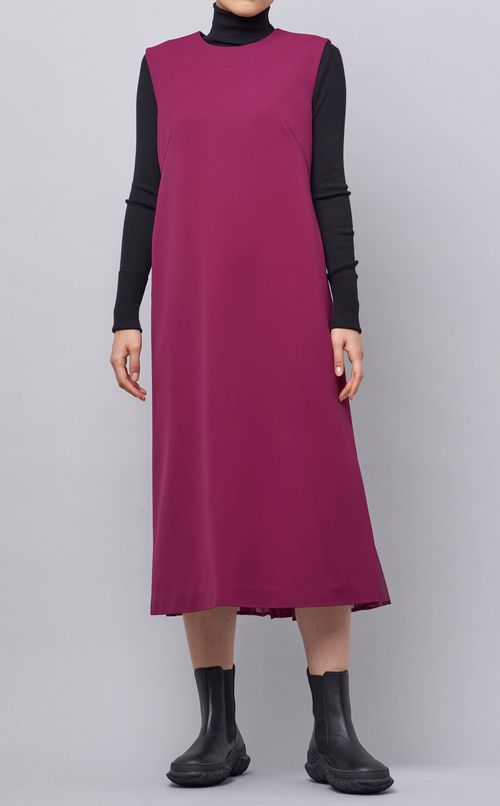 バックシフォンプリーツワンピース