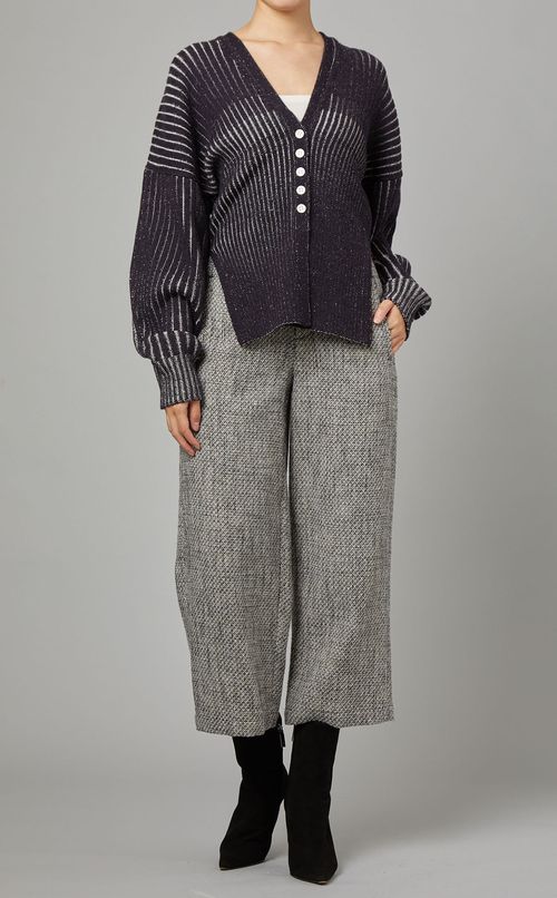 変形リブニットカーディガン