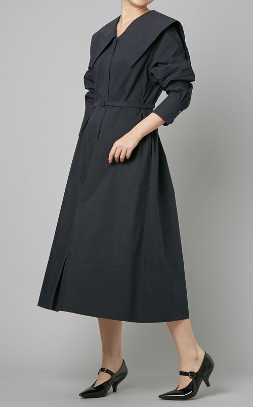 コットンストレッチビッグカラーワンピース