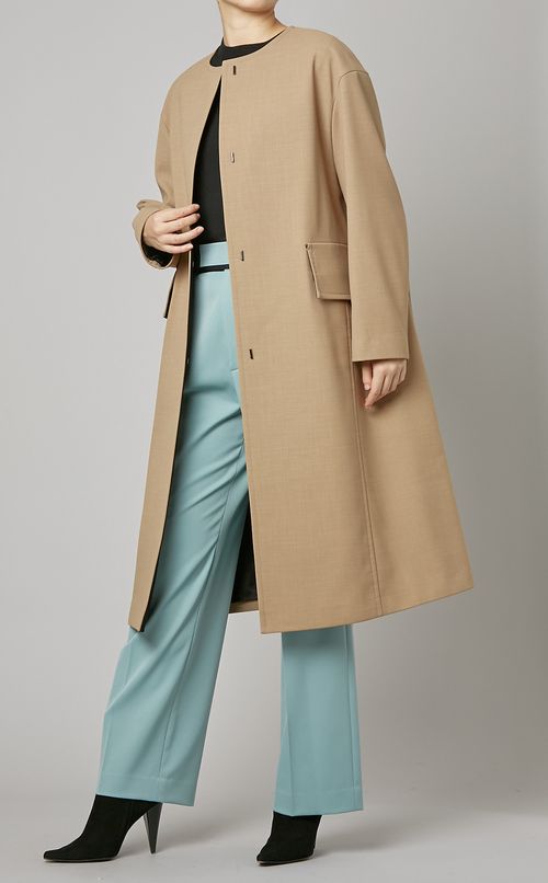 ツイルストレッチノーカラーコート