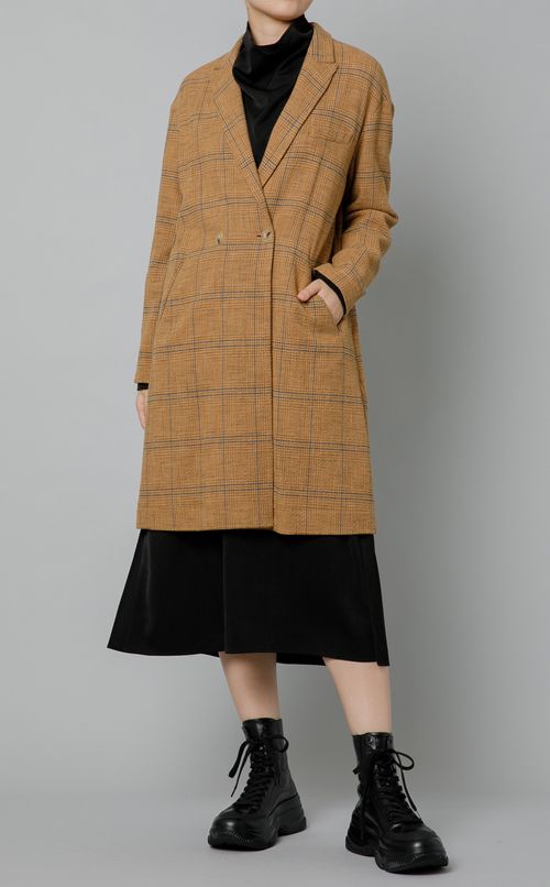 チェックテーラードコート