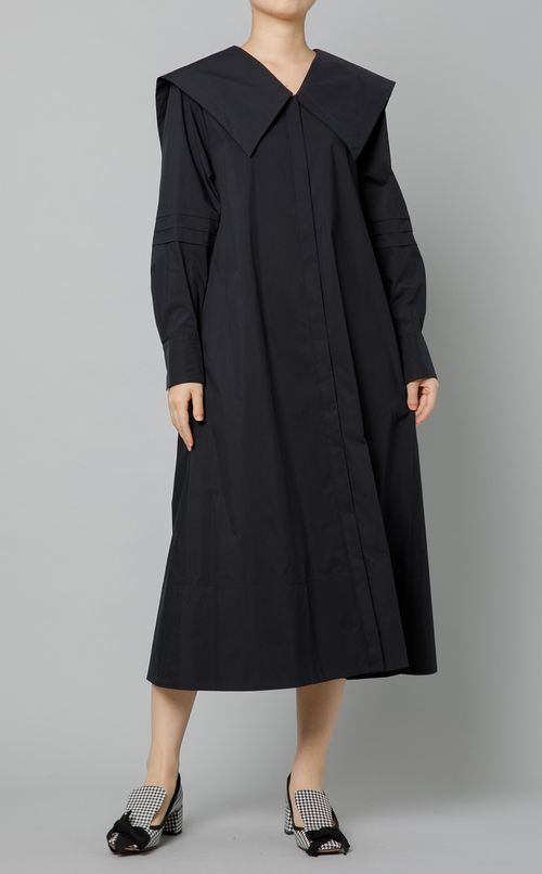 コットンストレッチビッグカラーワンピース