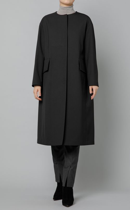 ツイルストレッチノーカラーコート