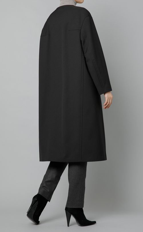 ツイルストレッチノーカラーコート