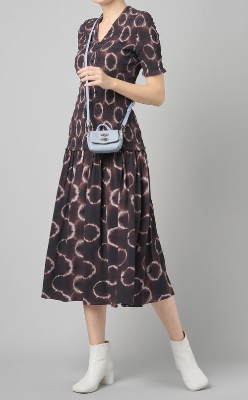 Vネックタイダイギャザーワンピース