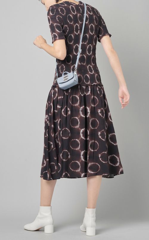 Vネックタイダイギャザーワンピース