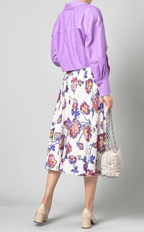 オープンシャツカラーショートブラウス