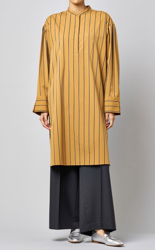 コットンロングシャツワンピース