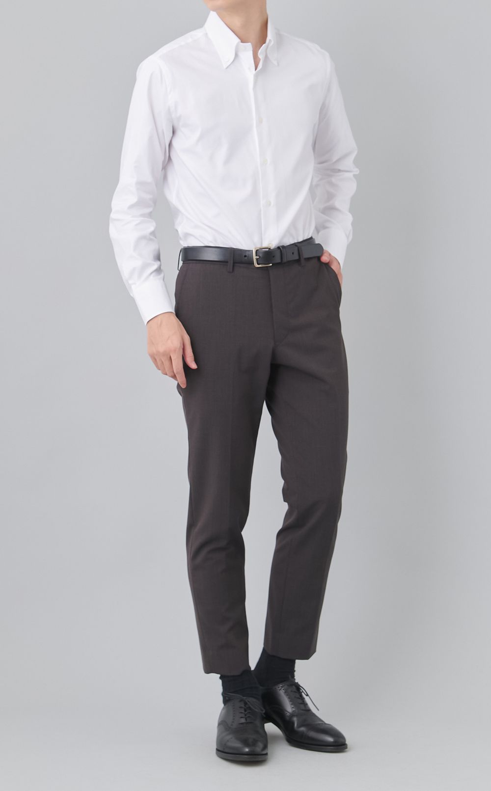 オックスボタンダウンドレスシャツ