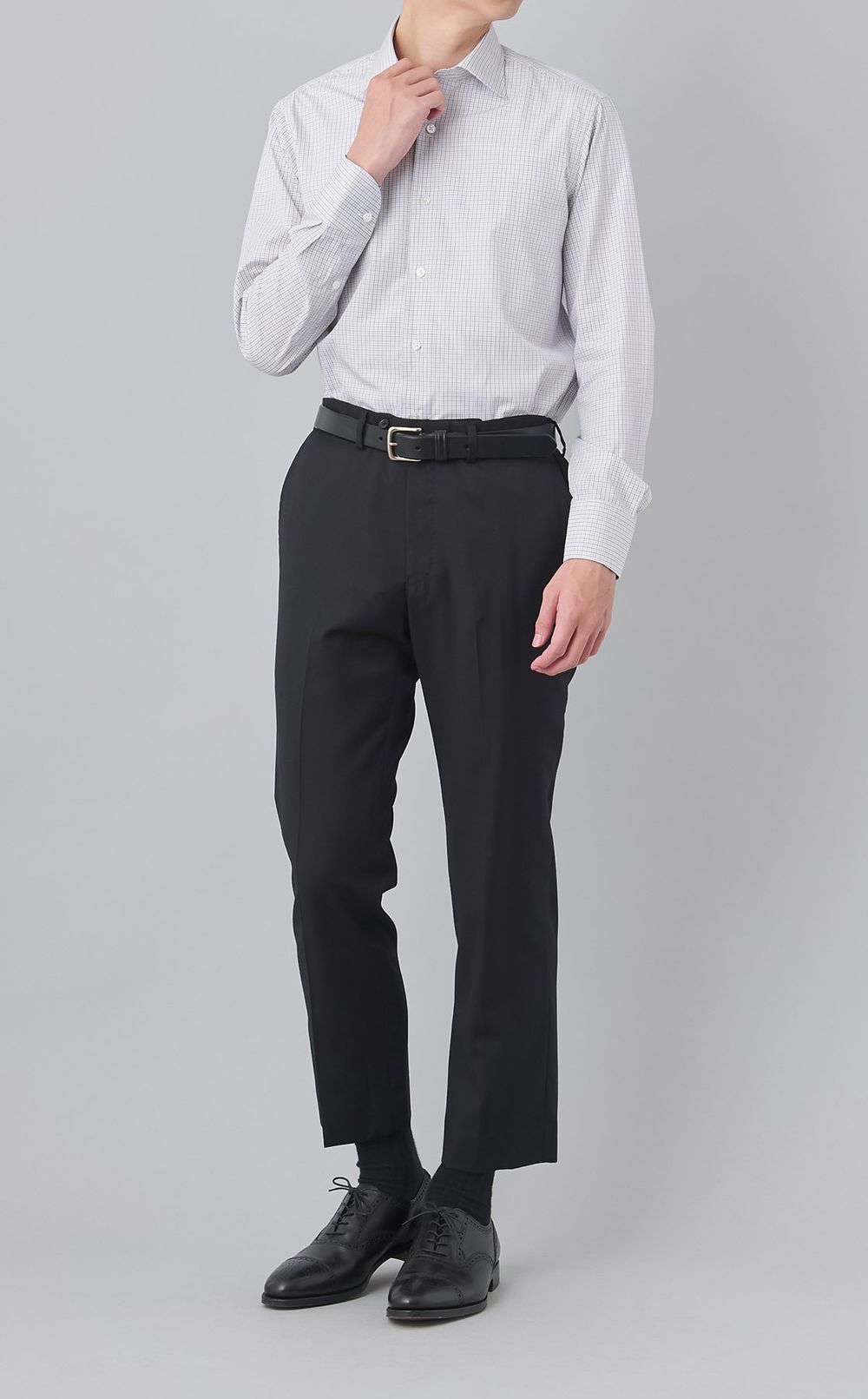 ワイドスプレッドチェックドレスシャツ