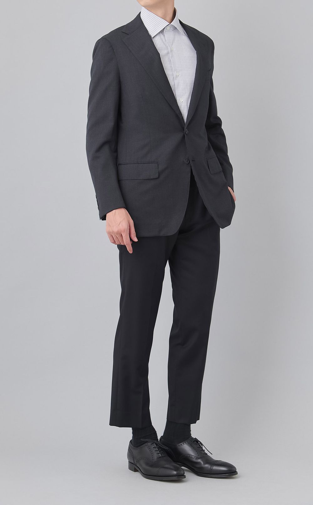 ワイドスプレッドチェックドレスシャツ