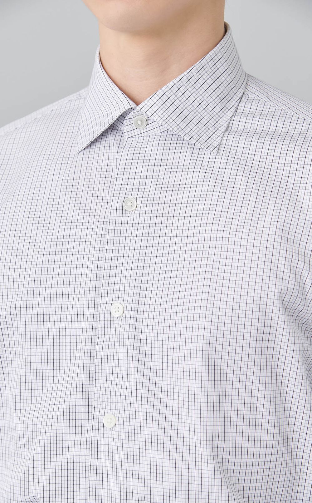 ワイドスプレッドチェックドレスシャツ