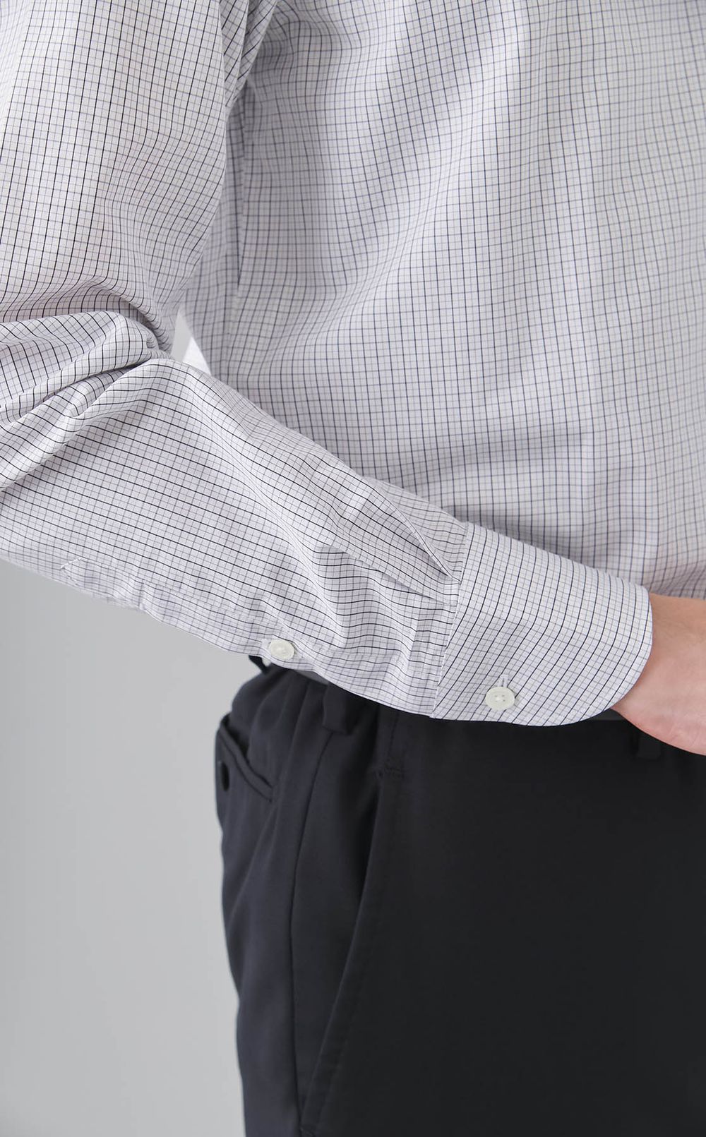 ワイドスプレッドチェックドレスシャツ