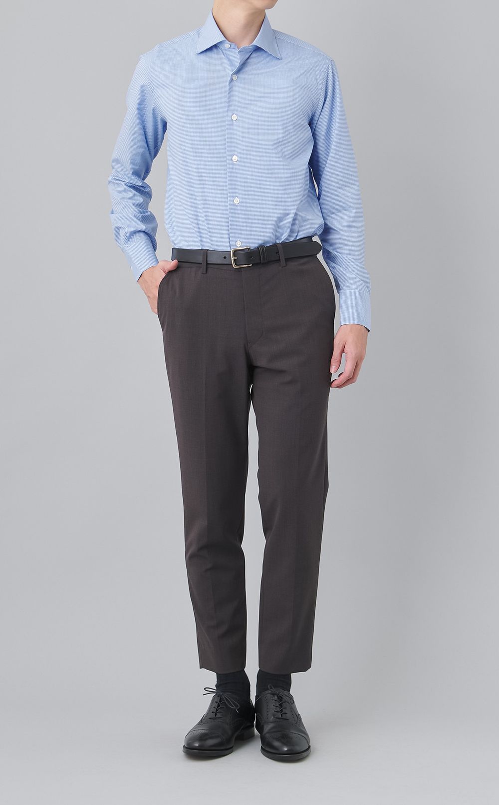 ワイドスプレッドギンガムドレスシャツ