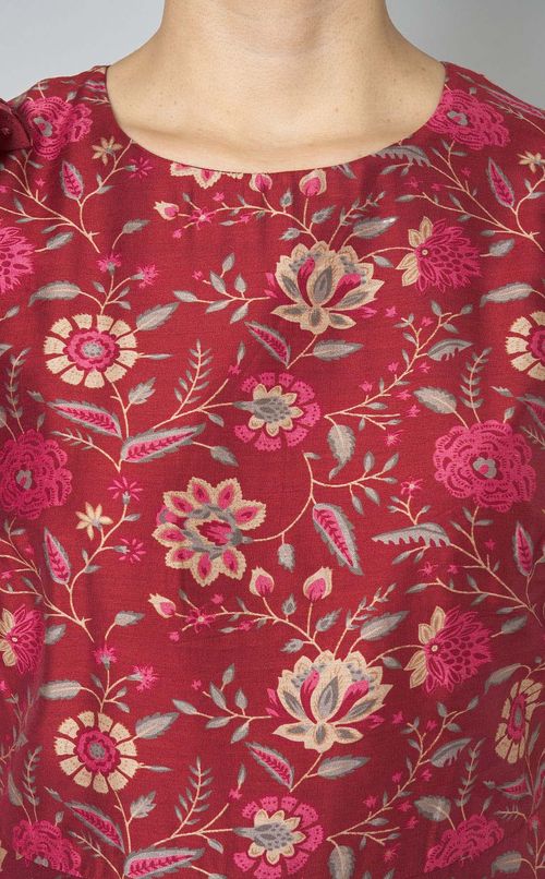 フラワープリントラッフルワンピース