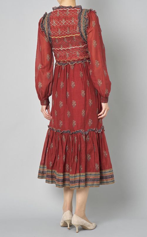 プリントギャザーフロントワンピース