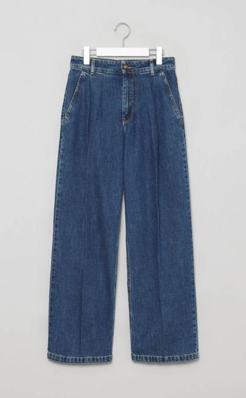 タックプリーツデニムパンツ