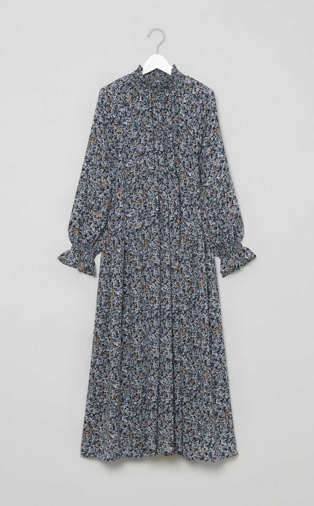 フラワープリントシャーリングワンピース