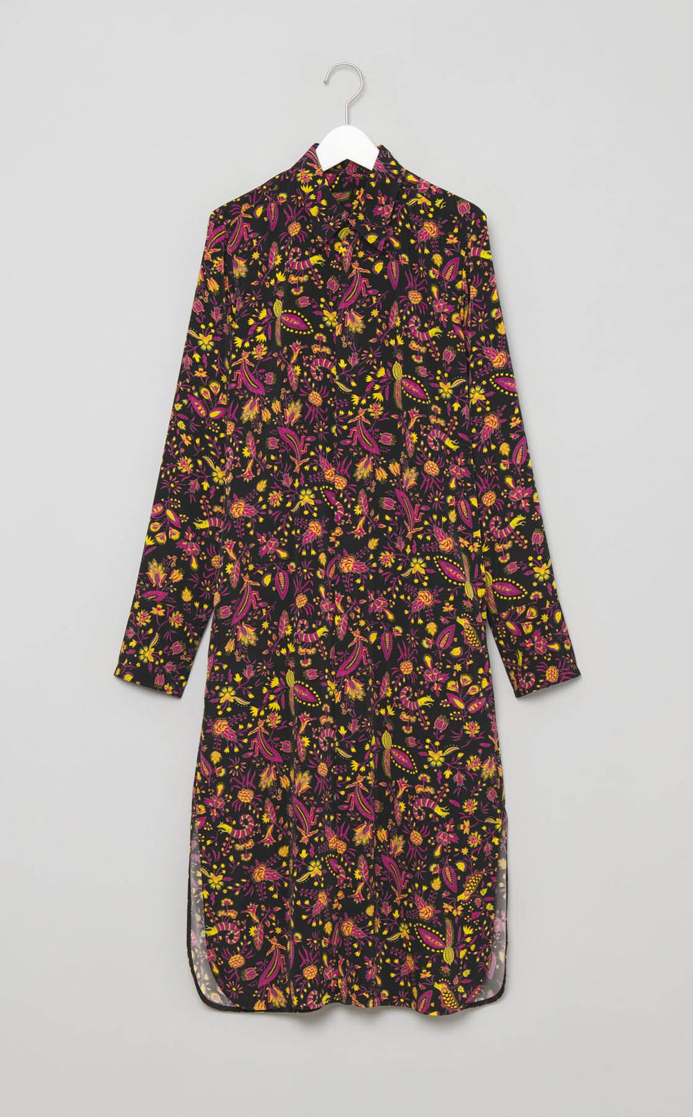 フラワープリン卜ロングシャツ