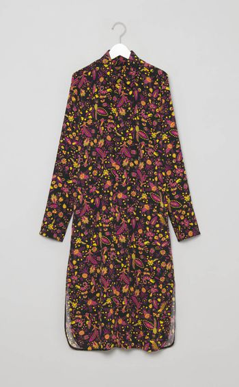 フラワープリン卜ロングシャツ