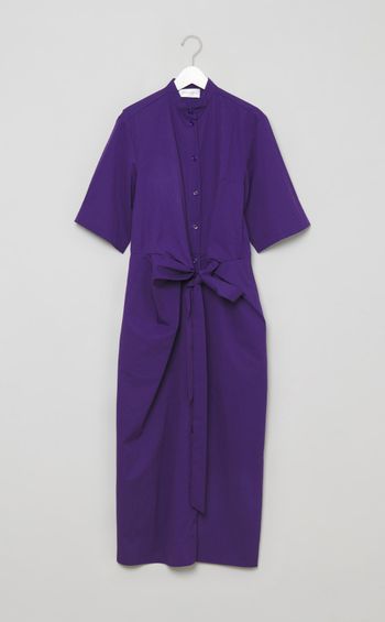 バンドカラーウエストリボンワンピース