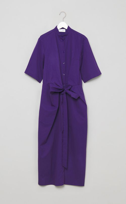 バンドカラーウエストリボンワンピース