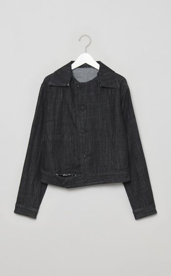 デザインカラーウォッシュドデニムブルゾン