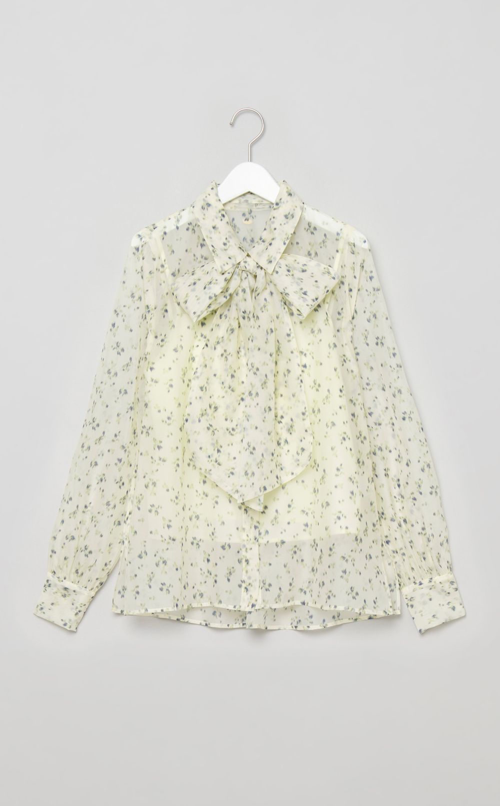 ボウタイ付きシアーシャツ