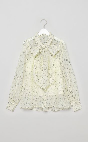 ボウタイ付きシアーシャツ