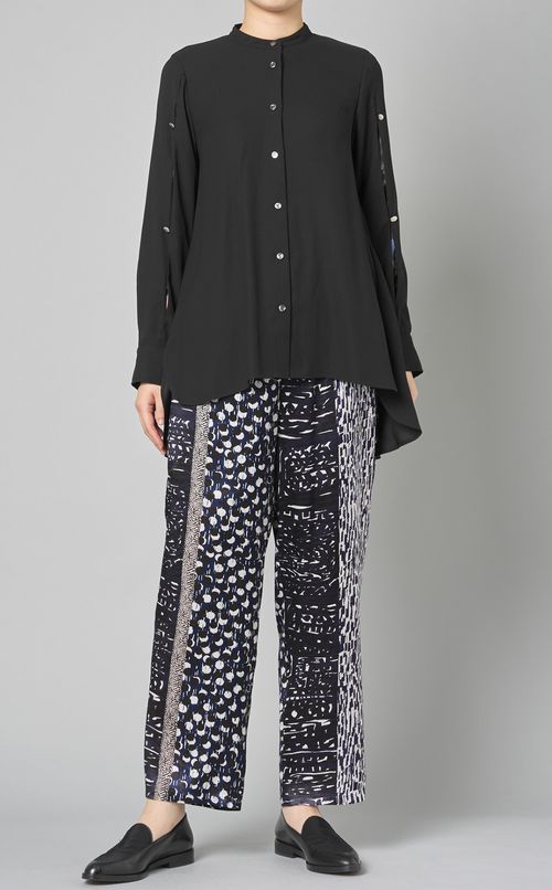 レーヨンサテンプリントイージーパンツ