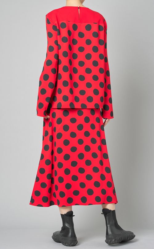 ドットプリントクルーネックブラウス