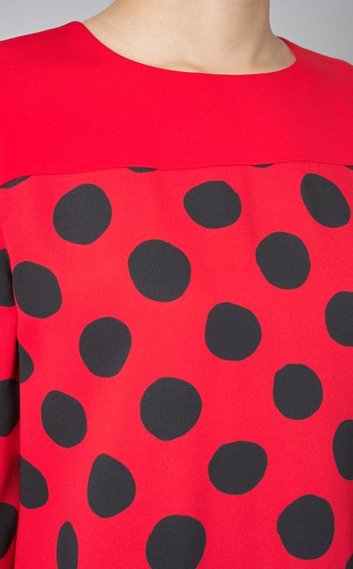 ドットプリントクルーネックブラウス