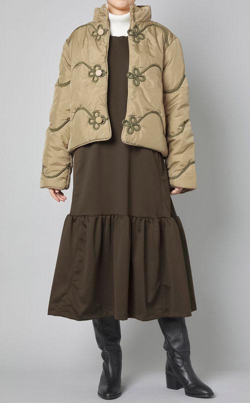 ジャージハイネックティアードワンピース